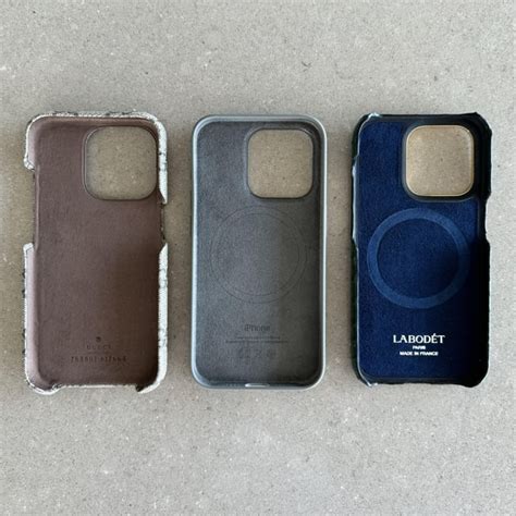 Assessment of three cases for iphone 15 pro: Apple, Gucci, Labodét